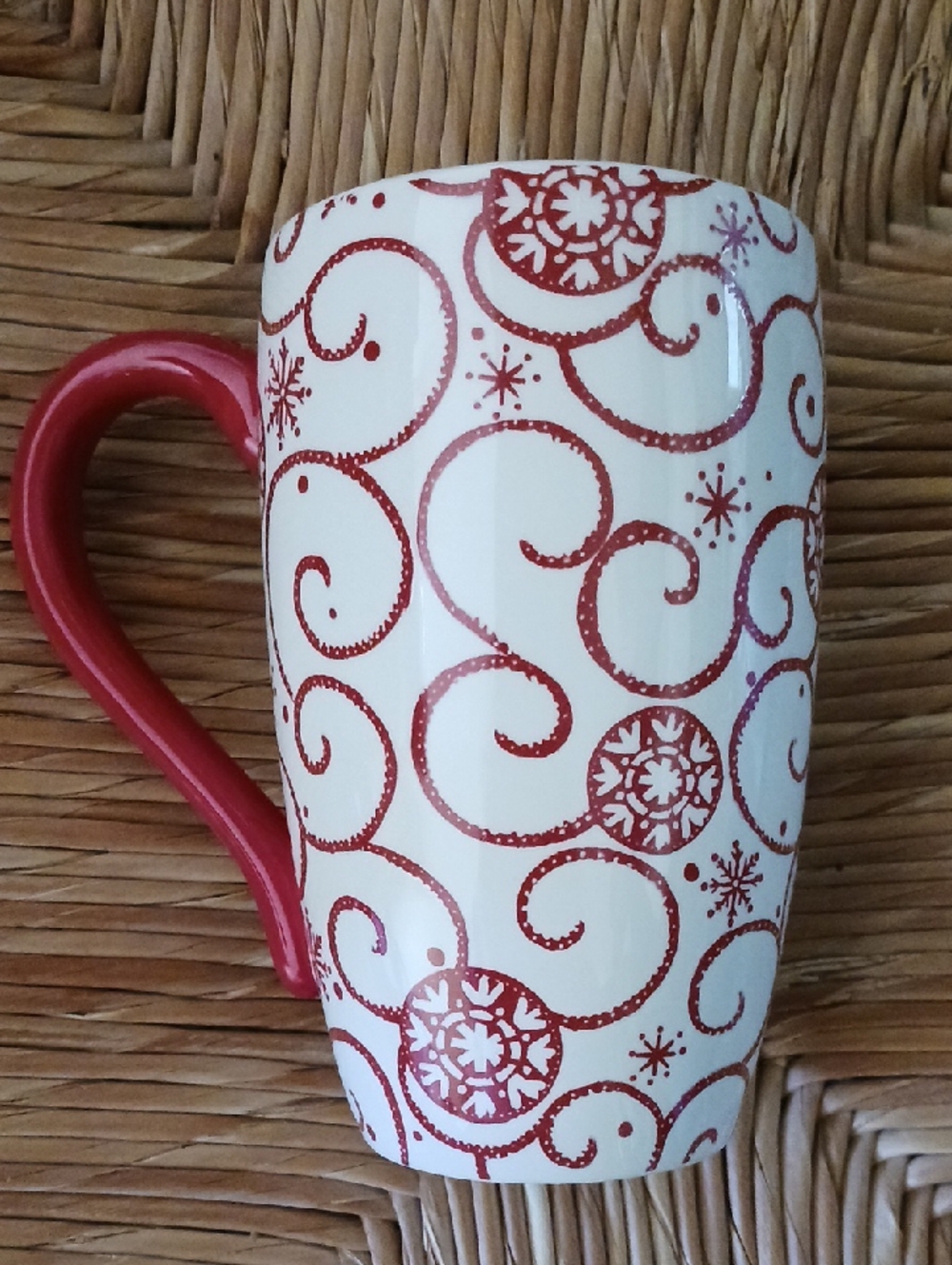 Harry & David Red & White Swirls Coffee Tea Mug